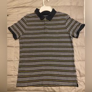 Banana Republic Men’s Organic Cotton Pique Polo Striped Blue, Navy Blue, Yellow